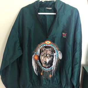 Vintage surfstyle wolf dream catcher windbreaker